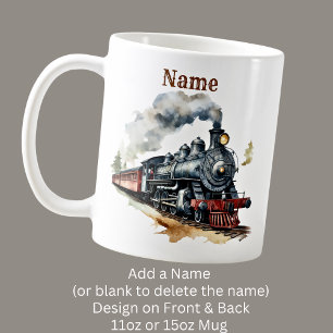 Mug Ajouter le nom Steam Train Engine Locomotive Peint