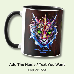 Mug Ajouter le nom Texte, Imaginaire rose bleu Dragon