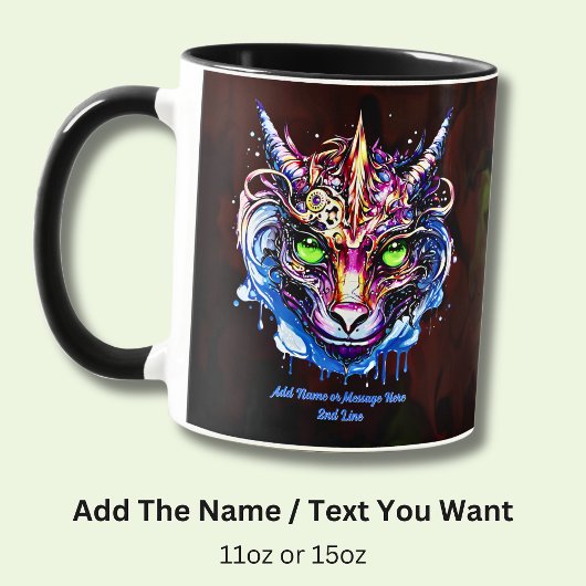 Mug Ajouter le nom Texte, Imaginaire rose bleu Dragon