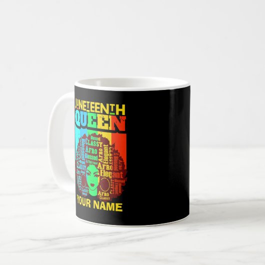 Mug Ajouter le nom Texte Junetdix Black Queen Afro Mel (Devant gauche)