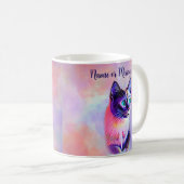 Mug Ajouter le nom Texte, Pastels Peint Chat Siamais (Devant droit)