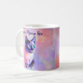 Mug Ajouter le nom Texte, Pastels Peint Chat Siamais (Devant gauche)