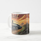 Mug Ajouter Le Nom Texte, Train À Vapeur Au Coucher Du (Devant gauche)