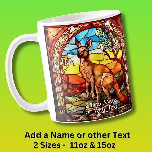 Mug Ajouter le texte du nom, verre Kangaroo