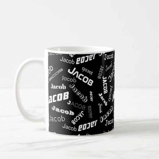 Mug Ajouter n'importe quel nom ou mot | Noir & Blanc (Gauche)