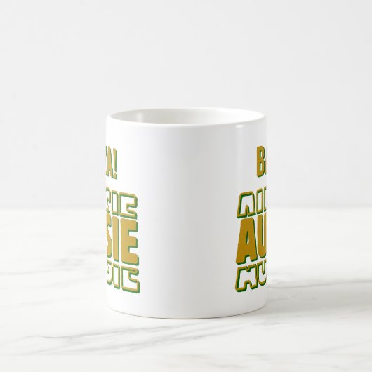 Mug Ajouter Nom, AUSSIE AUSSIE, Or & Green Typographie (Centre)