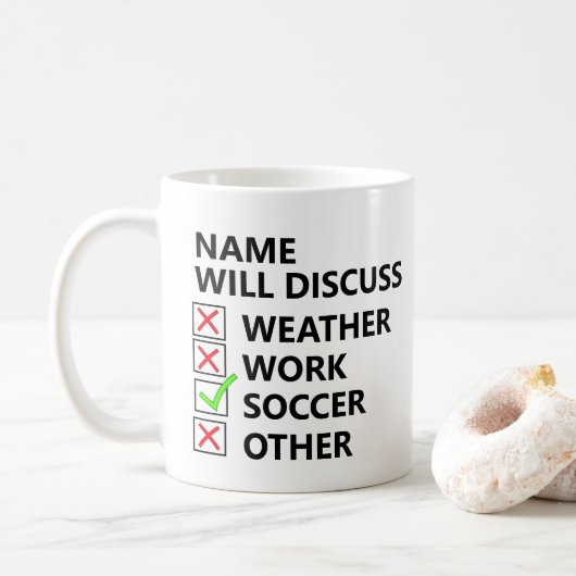 Mug Ajouter Nom Discutera - SOCCER ou tout sport etc (Avec donut)