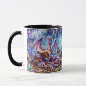 Mug Ajouter Nom Dragon Fantastique avec Livre & Café (Gauche)