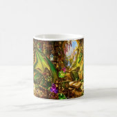 Mug Ajouter Nom Dragon Vert Or avec Livre & Café (Centre)