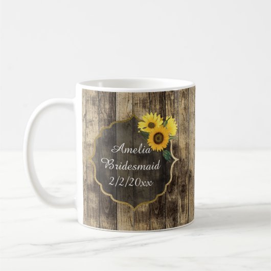 Mug ajouter nom Mariage rustique Fleur de soleil de Br (Gauche)
