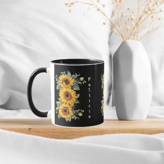 Mug Ajouter Prénom Charming Sunflower Jaune