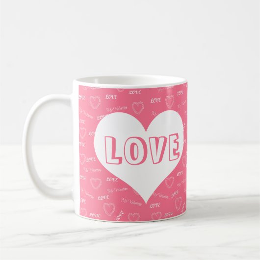Mug Ajouter ses initiales et ses initiales Valentine's (Gauche)