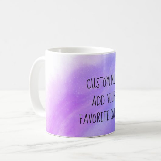 Mug ajouter un devis personnalisé d'aquarelle violet e (Devant gauche)