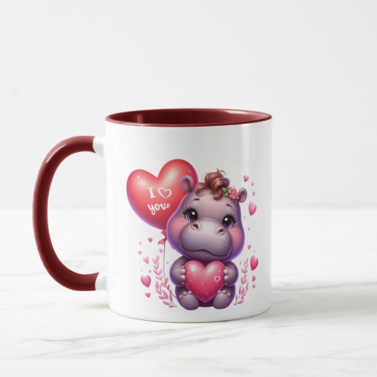 Mug Ajouter un message d'hippo mignon (Gauche)