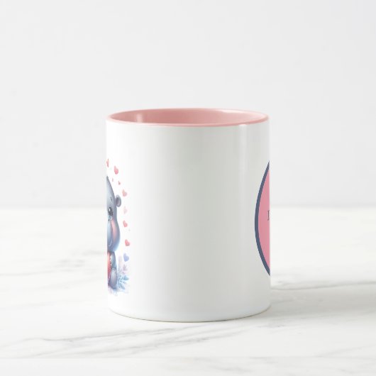 Mug Ajouter un message d'hippo mignon (Centre)