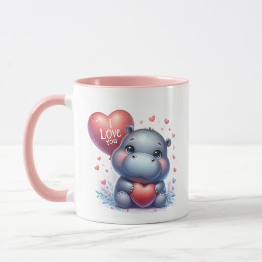 Mug Ajouter un message d'hippo mignon (Gauche)