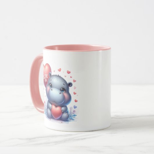Mug Ajouter un message d'hippo mignon (Devant gauche)