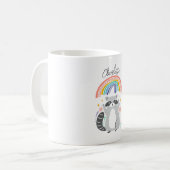 Mug Ajouter un nom à Racoon et arc-en-ciel (Devant gauche)