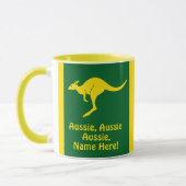 Mug Ajouter un nom, Aussie Aussie Aussie Green Gold Ka (Gauche)