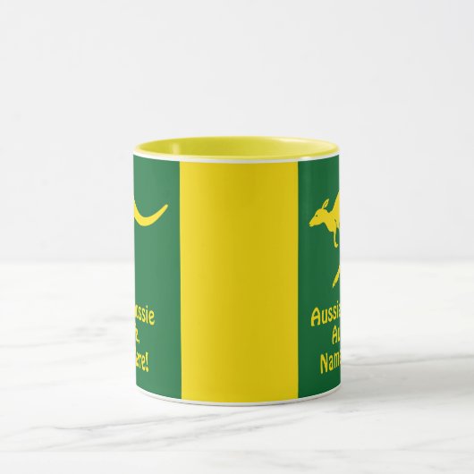 Mug Ajouter un nom, Aussie Aussie Aussie Green Gold Ka (Centre)