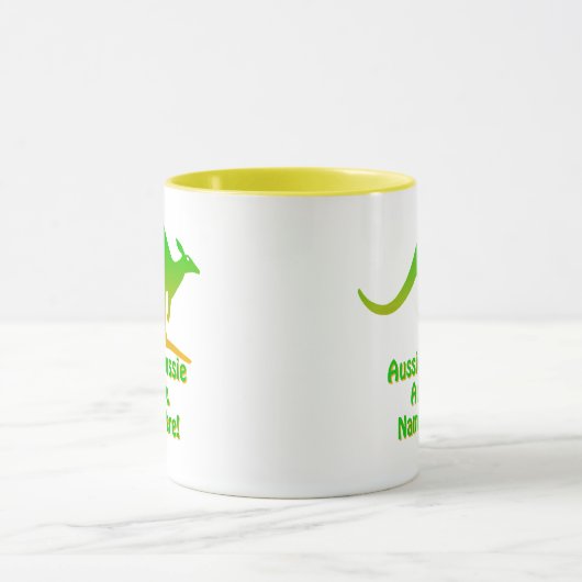 Mug Ajouter un nom, Aussie Aussie Aussie Green Gold Ka (Centre)