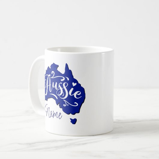 Mug Ajouter un nom - Aussie sur la carte Australie (Devant gauche)