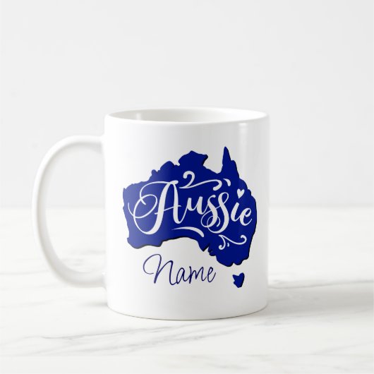 Mug Ajouter un nom - Aussie sur la carte Australie (Gauche)