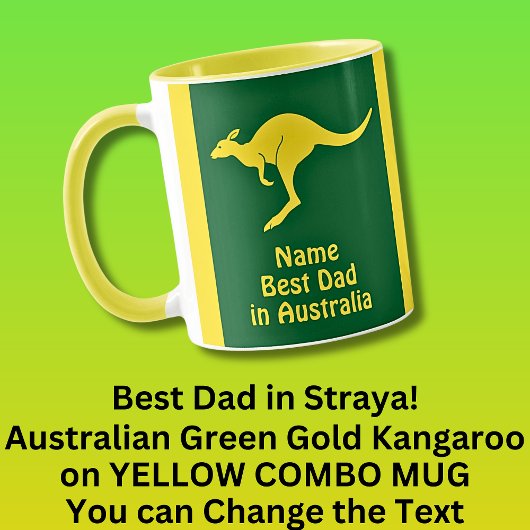 Mug Ajouter un nom, Best Dad Australia Green Gold Kang