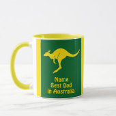 Mug Ajouter un nom, Best Dad Australia Green Gold Kang (Gauche)