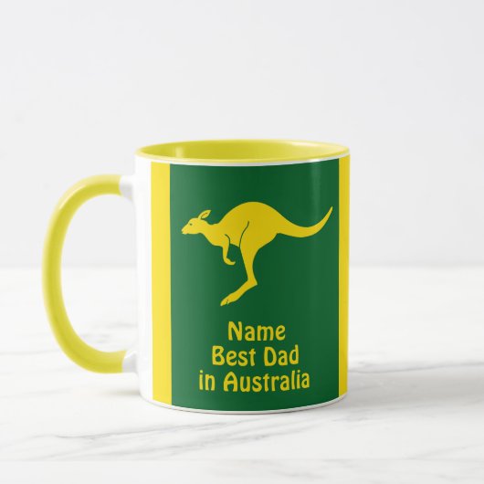 Mug Ajouter un nom, Best Dad Australia Green Gold Kang (Gauche)