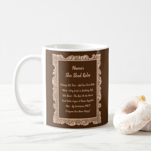 Mug Ajouter un nom Changer le texte Elle Shop Règles A (Avec donut)