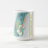 Mug Ajouter un nom Cool moderne blanc & Turquoise Guit (Centre)