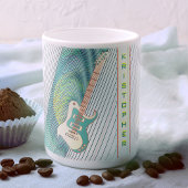 Mug Ajouter un nom Cool moderne blanc & Turquoise Guit