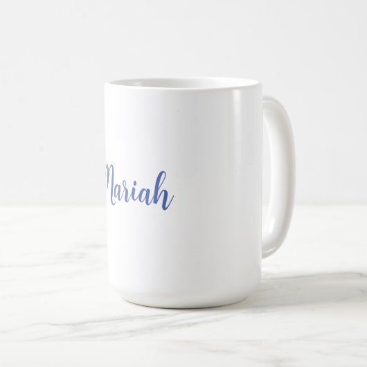 Mug Ajouter un nom Elegant Creative Classic Bleu Blanc (Devant droit)