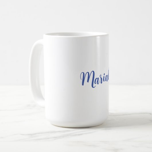 Mug Ajouter un nom Elegant Creative Classic Bleu Blanc (Devant gauche)