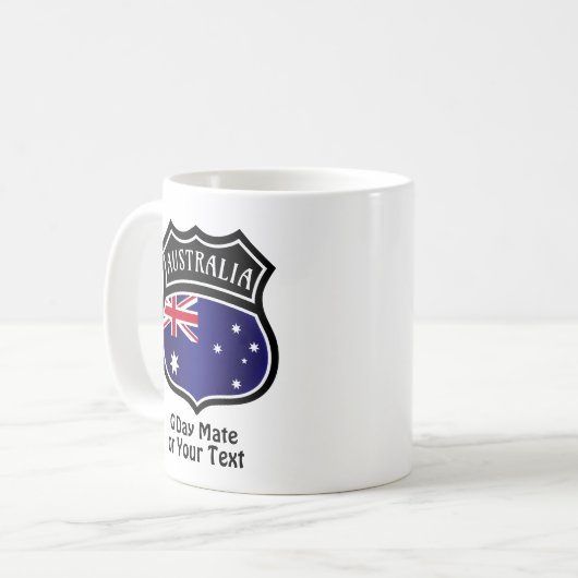 Mug Ajouter un nom et un texte - Australia Flag Shield (Devant gauche)