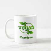 Mug Ajouter un nom Feuilles verts Vegan (Gauche)