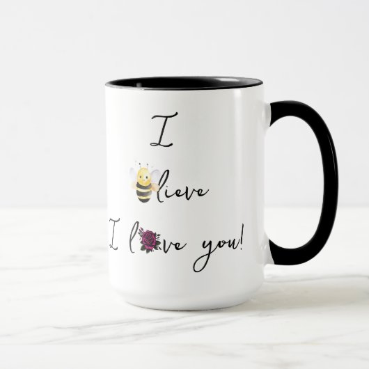 Mug "(Ajouter un nom),,, Je crois que je t'aime !" Caf (Droite)