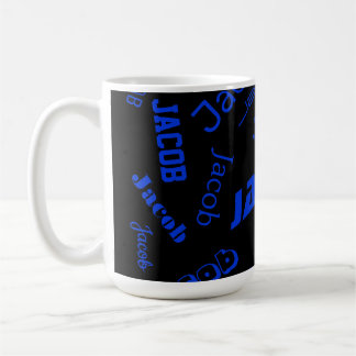 Mug Ajouter un nom ou un mot | Bleu et noir
