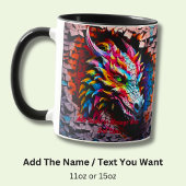 Mug Ajouter un nom Texte, 3D Rainbow Dragon Cracked Wa