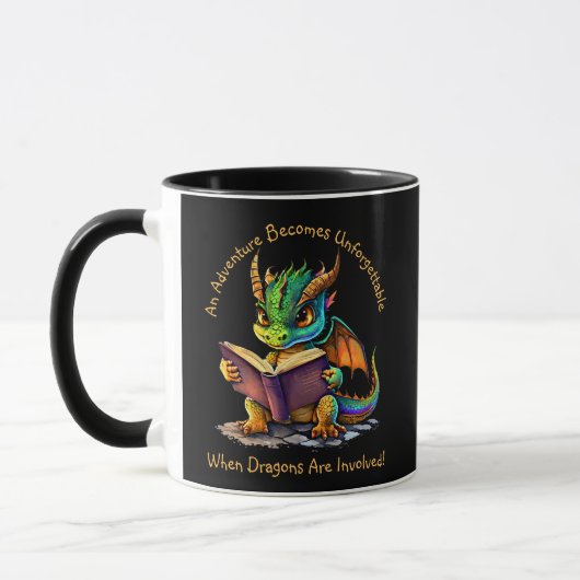 Mug Ajouter un nom Texte, Aventure inoubliable, Dragon (Gauche)