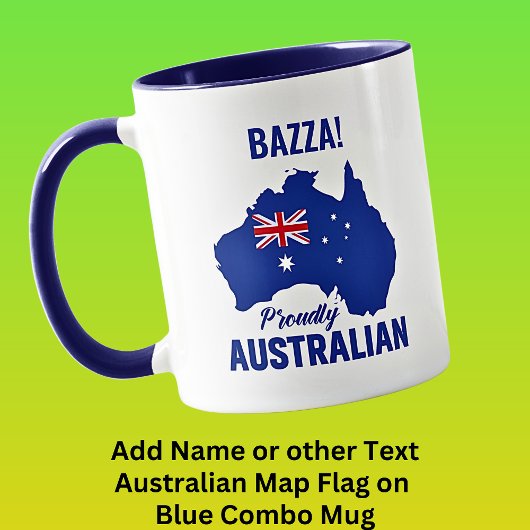 Mug Ajouter un nom Texte, bleu fièrement australien, c