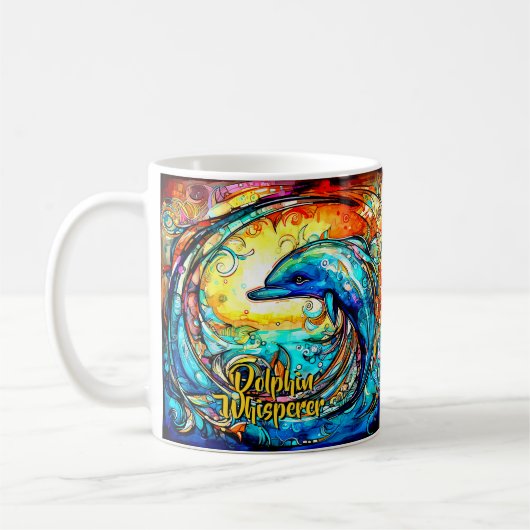 Mug Ajouter un nom Texte Dauphin Abstrait Natation dan (Gauche)