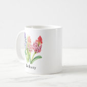 Mug Ajouter un nom, Texte, Fleurs de Jacinthe, Roses e (Devant gauche)