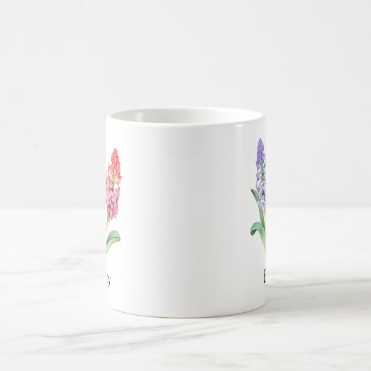 Mug Ajouter un nom Texte, Fleurs d'Hyacinthe, Pink & P (Centre)