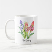 Mug Ajouter un nom Texte, Fleurs d'Hyacinthe, Pink & P (Gauche)