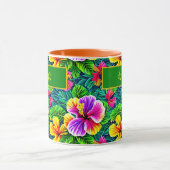 Mug Ajouter un nom Texte Hibiscus tropical Feuille de (Centre)