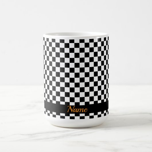 Mug Ajouter un nom Thé à carreaux noir et blanc (Centre)