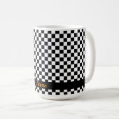 Mug Ajouter un nom Thé à carreaux noir et blanc (Devant droit)