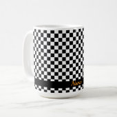 Mug Ajouter un nom Thé à carreaux noir et blanc (Devant gauche)